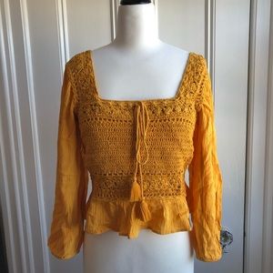 American Eagle crochet detail top